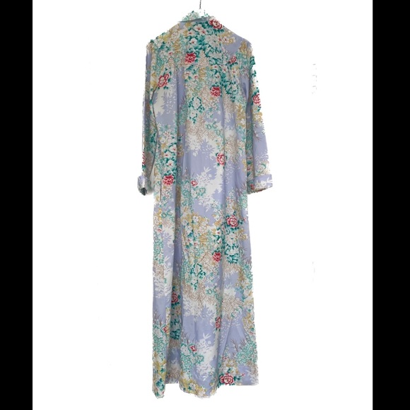 Dior 🌸 Floral Dress 🌸 Vintage Lounge Gown Neck Tie Bow Christian Dior - Picture 2 of 8